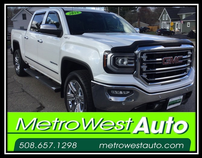 White 2018 GMC Sierra 1500 SLT Crew Cab 4WD Pickup Truck Four-Wheel Drive Automatic